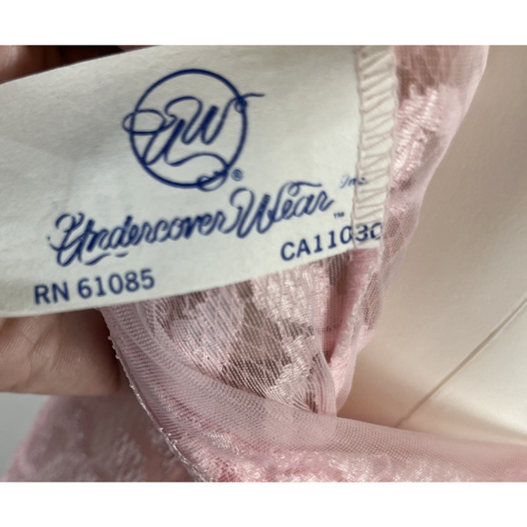 VTG Undercover Wear Nightgown Slip Maxi Dress Womens L Pink Flowy Lace Sheer USA - Picture 10 of 12